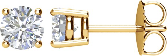 14K Yellow 1 CTW Natural Diamond Stud Earrings with Friction Post
