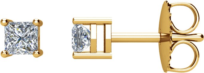 14K White 1/2 CT Natural Diamond Single Stud Earring