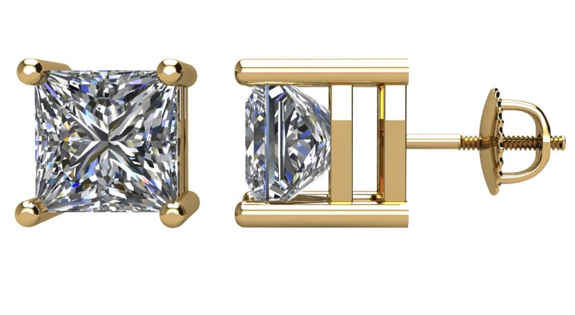 Square 4-Prong Stud Earrings