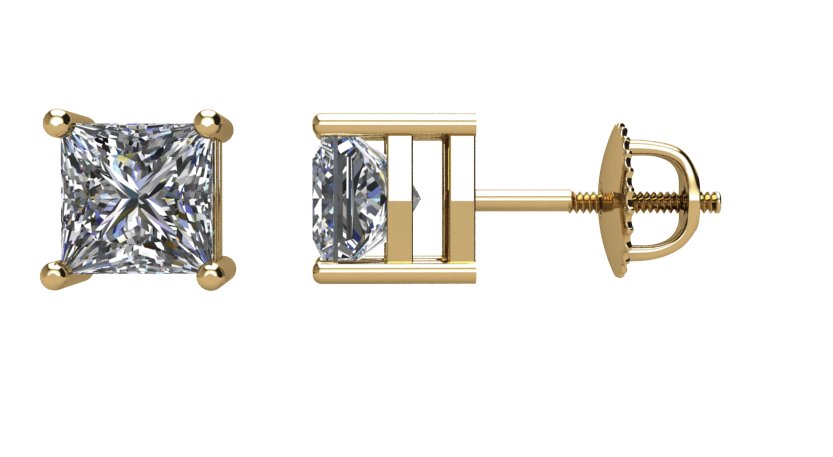 Square 4-Prong Stud Earrings