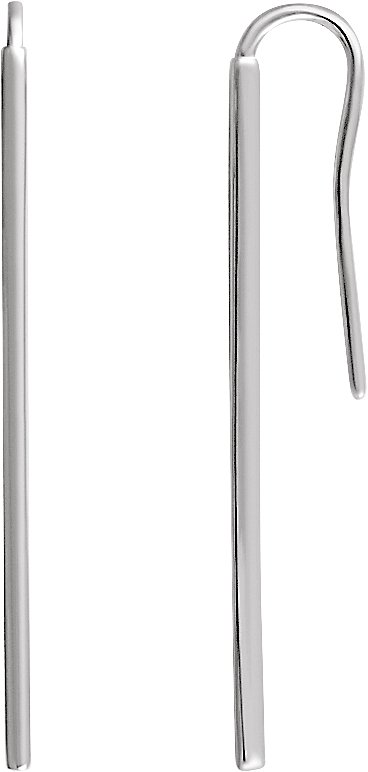 14K White Vertical Bar Earrings