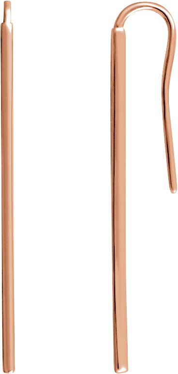 14K Rose Vertical Bar Earrings