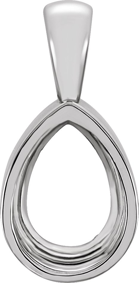 14K White 7x5 mm Pear Back Set Solitaire Pendant Mounting Stuller