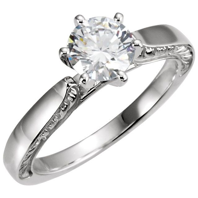 14K White Cubic Zirconia Engagement Ring