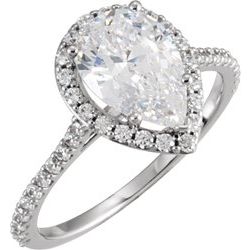 Halo-Styled Pear-Shape Engagement Ring Mounting