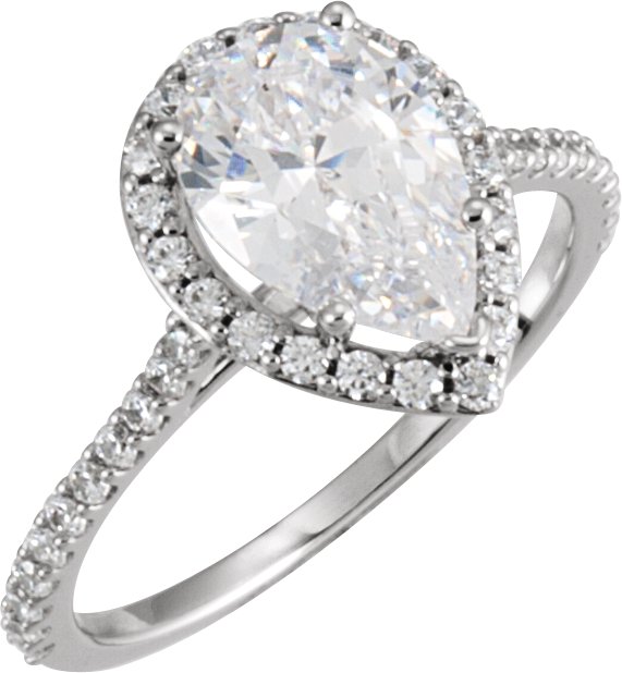 Halo-Styled Pear-Shape Engagement Ring Mounting