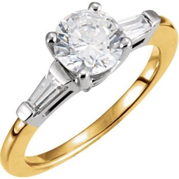 14KTT 6.5mm Cubic Zirconia Engagement Ring with 14KTT Matching Band Ref 369770