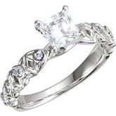 10K White & 14K White 4.5 mm Square 5/8 CTW Diamond Semi-Set Engagement Ring 