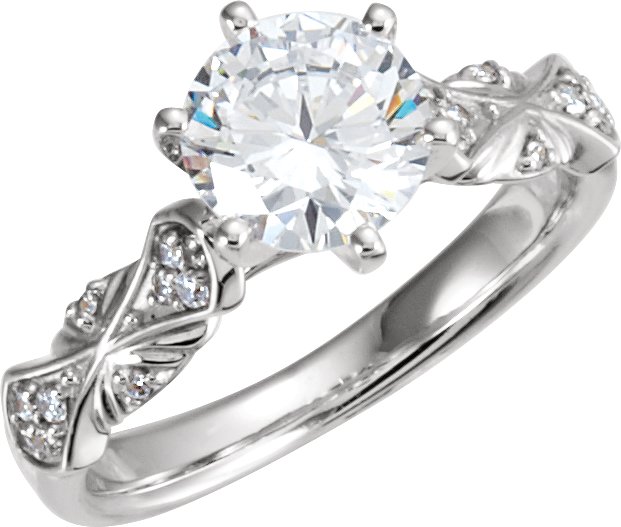 Continuum Sterling Silver 1/5 CTW Diamond & 4 mm Cubic Zirconia Sculptural-Inspired Inspired Engagement Ring