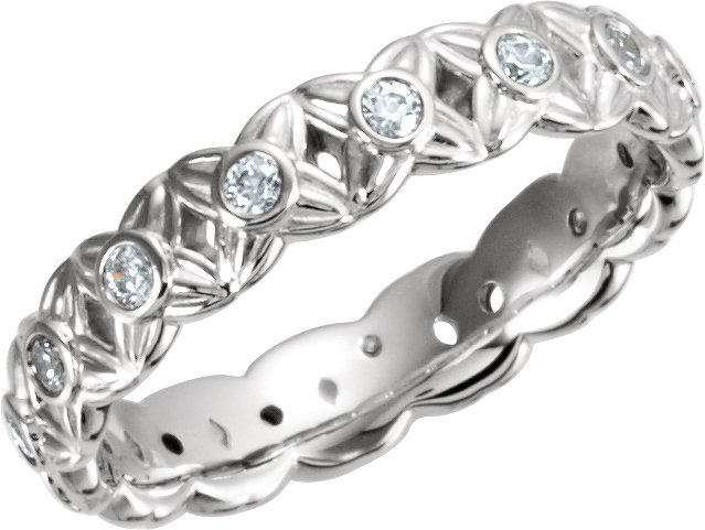 14K White .33 CTW Diamond Sculptural Inspired Eternity Band Size 7 Ref 3421198
