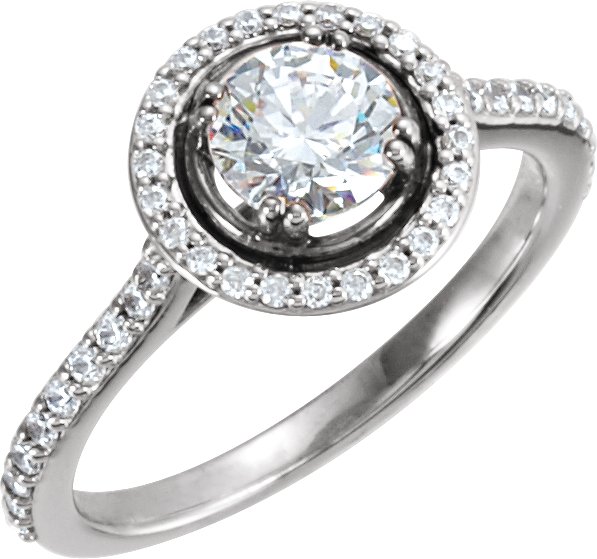 14K White 1 CTW Diamond Halo-Style Engagement Ring