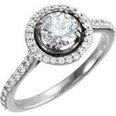Continuum Sterling Silver Cubic Zirconia & 1/3 CTW Diamond Halo-Style Engagement Ring