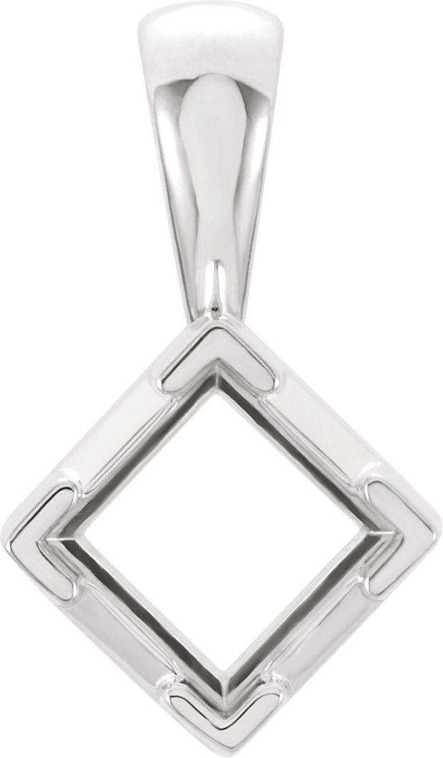 Square 4 Prong V-End Pendant