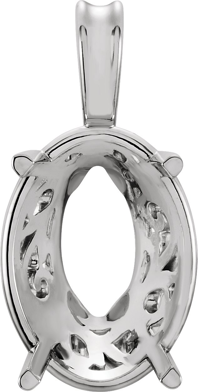 Oval 4-Prong Laurel Scroll Pendant