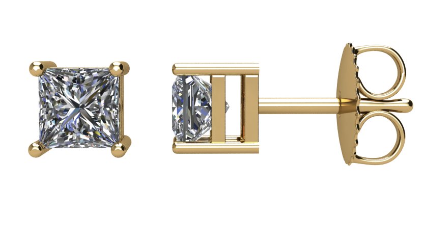 Square 4-Prong Stud Earrings
