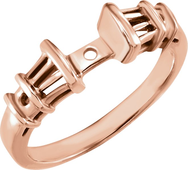 10K Розово злато 3.5x4.5x1.3 mm Tapered Baguette Accented Peg Shank