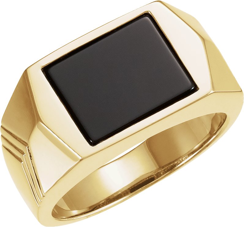 14K Yellow Bezel-Set Ring Mounting with unset Onyx