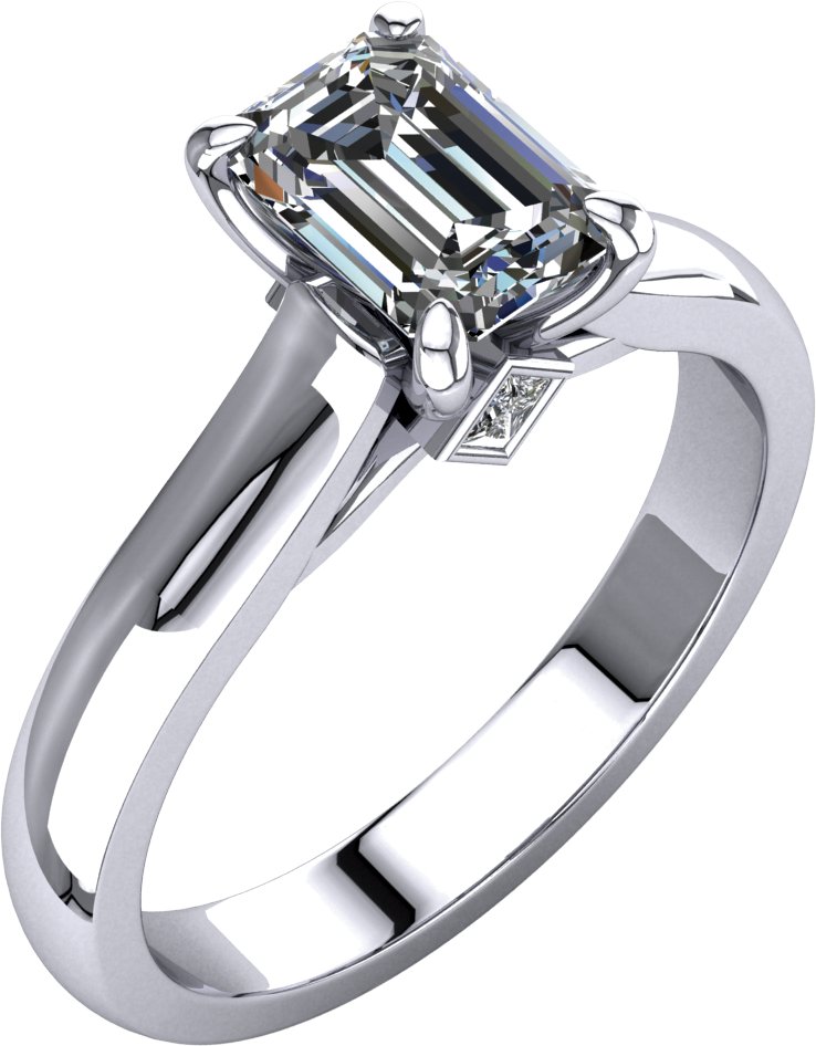Cathedral-Style Solitaire Engagement Ring Mounting with Accent