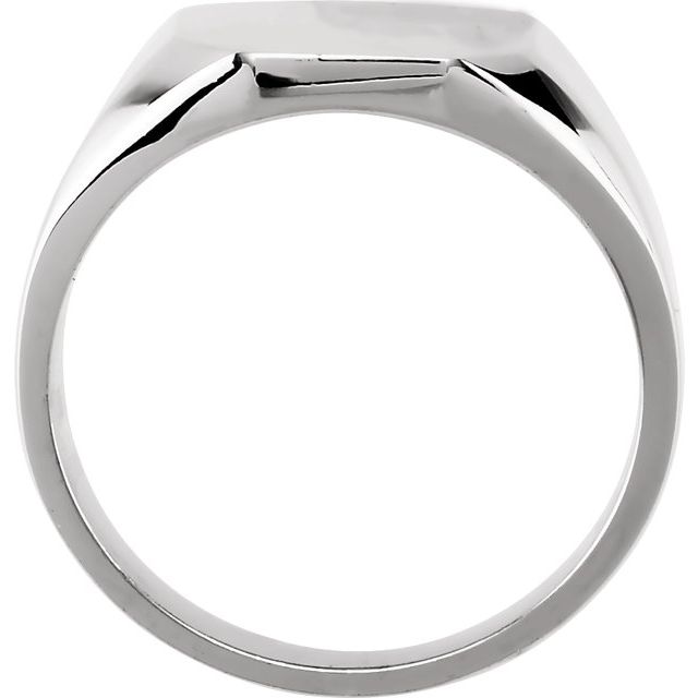14K White 12x10 mm Octagon Signet Ring 