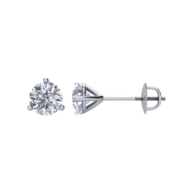 14K White 1 CT Diamond Stud Earrings
