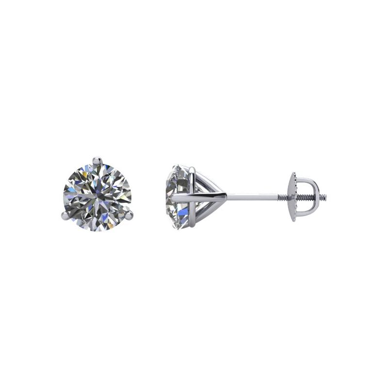 Round 3-Prong Cocktail-Style Stud Earrings