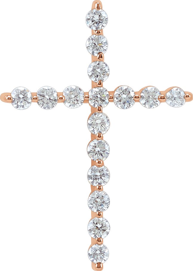 14K Rose 1/5 CTW Natural Diamond Cross Pendant