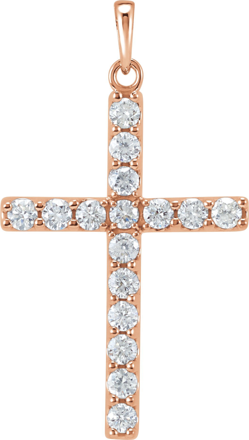 14K Rose 1 CTW Lab-Grown Diamond Cross Pendant