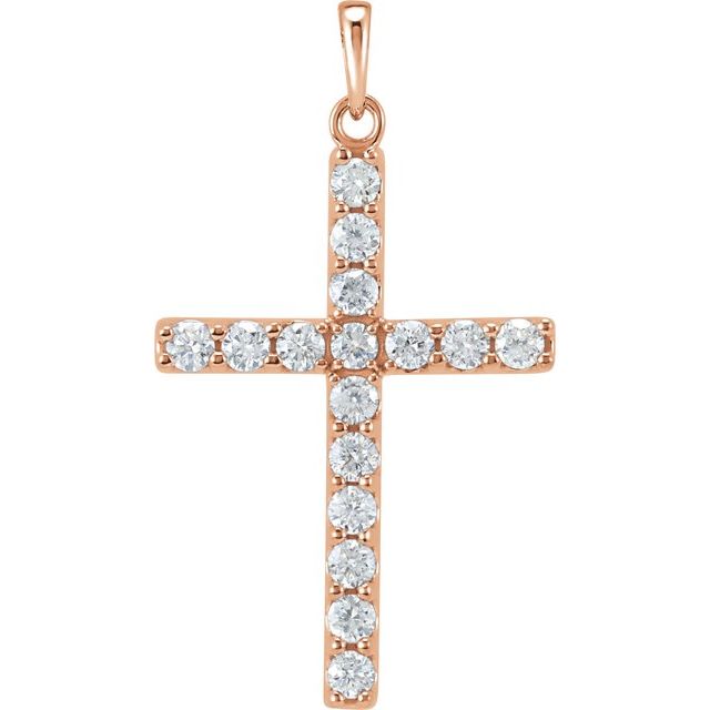 14K Rose 1 CTW Natural Diamond Cross Pendant | Kranich's Inc