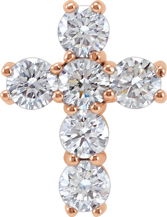 14K Rose .90 CTW Natural Diamond Cross Pendant Ref 11678089