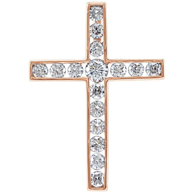 14K Rose 1/3 CTW Natural Diamond Cross Pendant