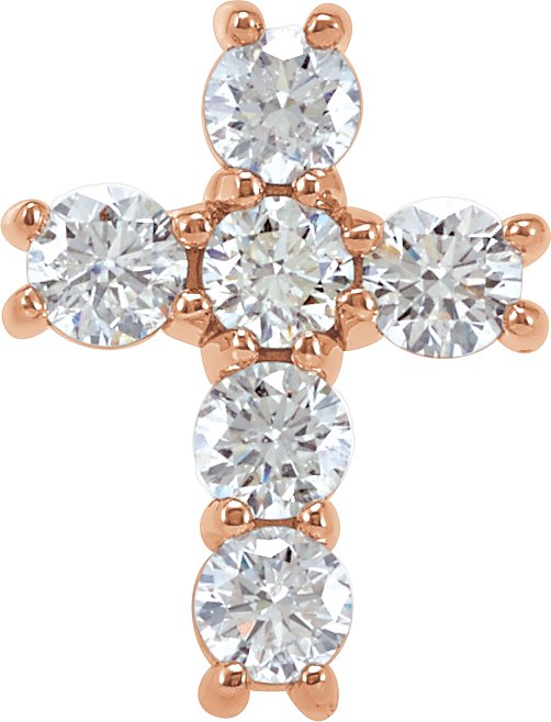 14K Rose 3/4 CTW Natural Diamond Cross Pendant