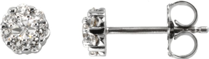 14K White 3/8 CTW Natural Diamond Cluster Earrings