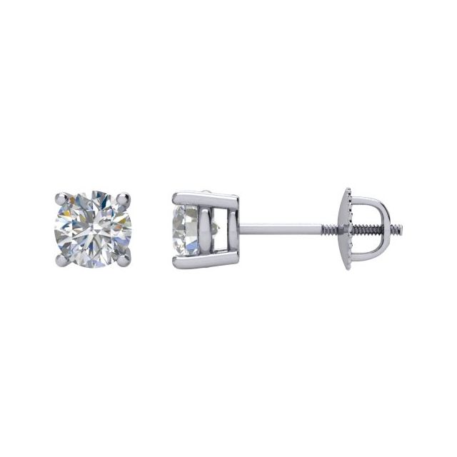 14K White 1/2 CT Natural Diamond Stud Earrings