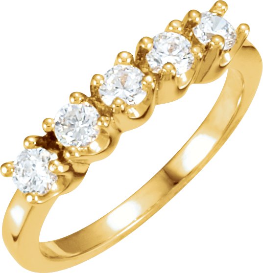 14K Yellow .5 CTW Diamond 5 Stone Anniversary Band Ref 11760980