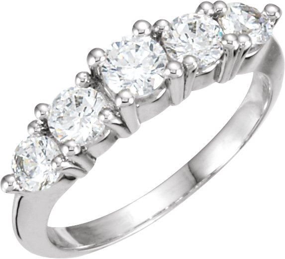 Platinum 5 Stone Diamond Anniversary Band .75 CTW Ref 197094