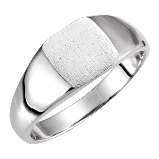 14K White 7 mm Square Signet Ring