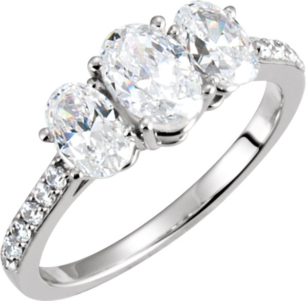 14K White 1.90 CTW Diamond 3 Stone Engagement Ring Ref 5508636