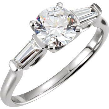 14K White Cubic Zirconia and .25 CTW Diamond Sculptural Inspired Engagement Ring Ref 5330102