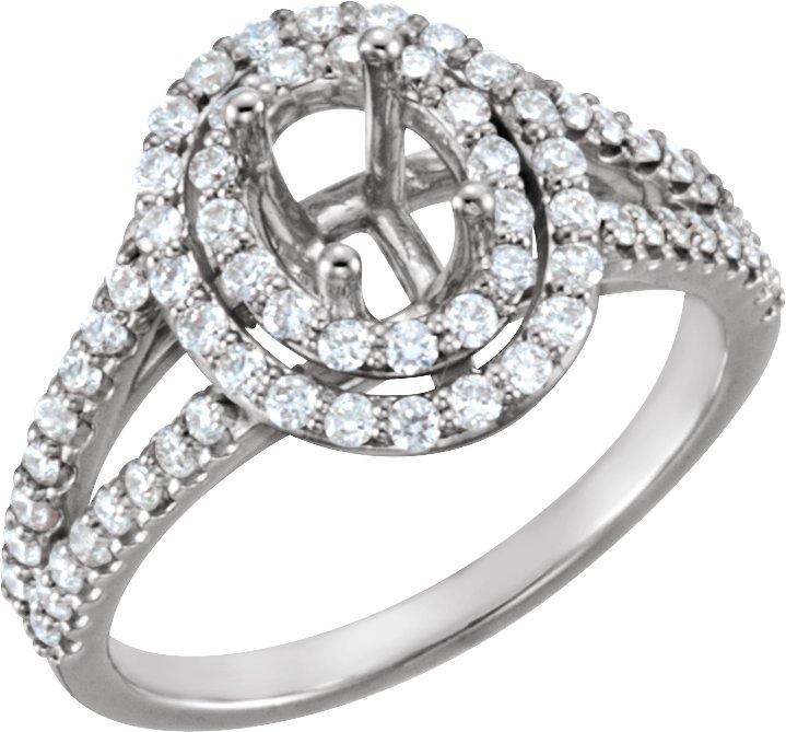 14K Yellow 7x5 mm Oval 5/8 CTW Natural Diamond Semi-Set Engagement Ring  