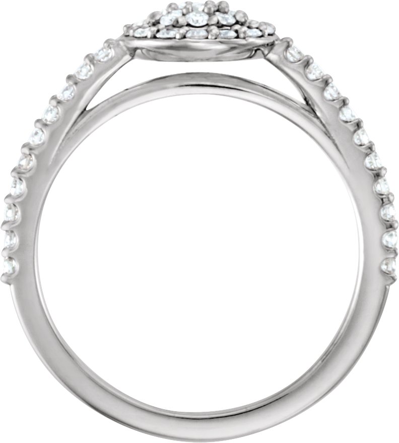 14K White 1/2 CTW Diamond Cluster Halo-Style Engagement Ring-2