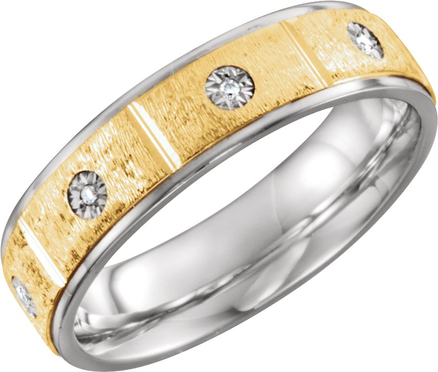 Sterling Silver & 10K Yellow 6 mm .05 CTW Diamond Band Size 12.5