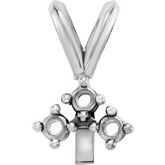 14K White 1.3 mm Round Accented Bail Mounting with Tab