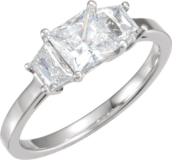 14K White 5.5 mm Square 1/2 CTW Natural Diamond Semi-Set Engagement Ring