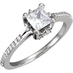 Princess Cut Neosadený Zásnbuný prsteň & Band na Diamanty
