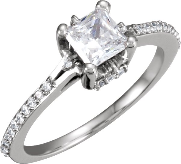 Princess Cut Engagement Ring Mounting & Band for Diamonds