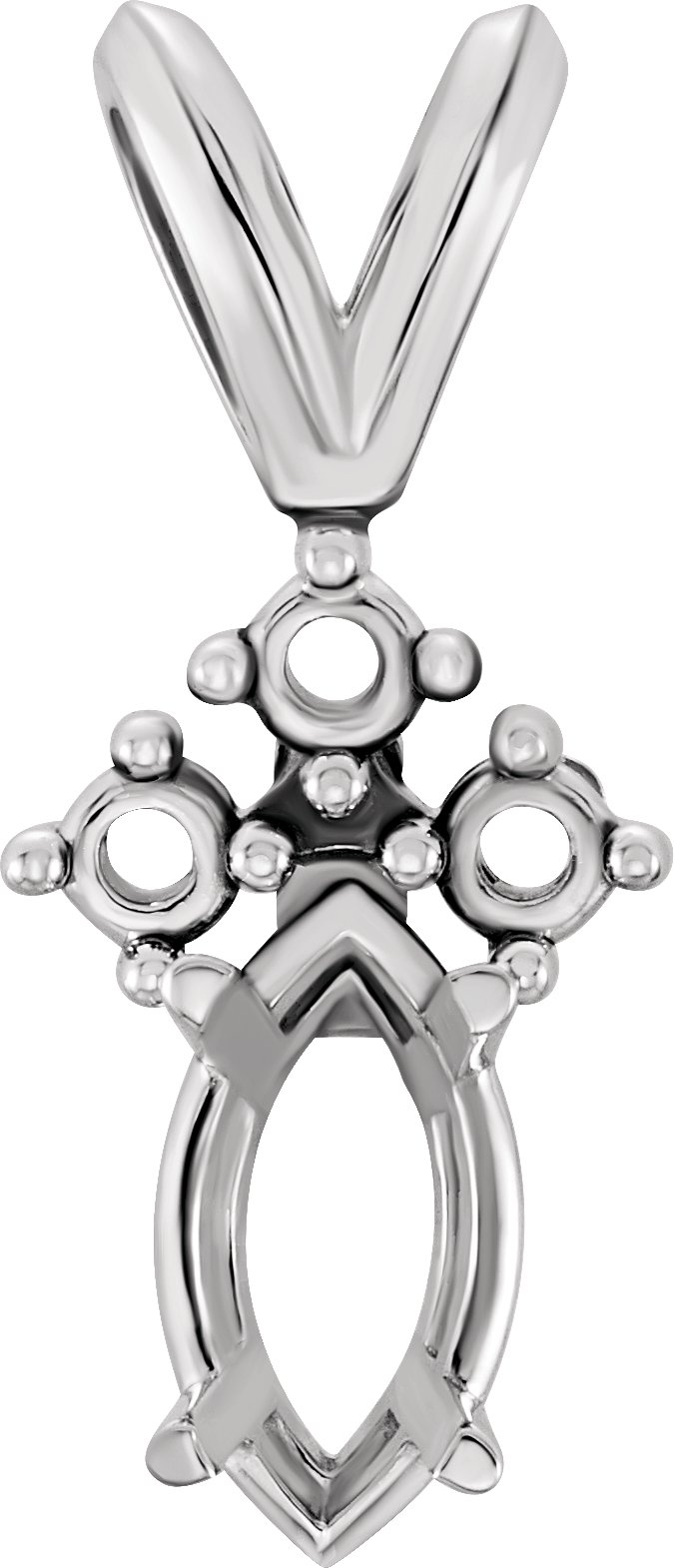 Marquise 4-Prong Pendant Mounting with Trio Accent