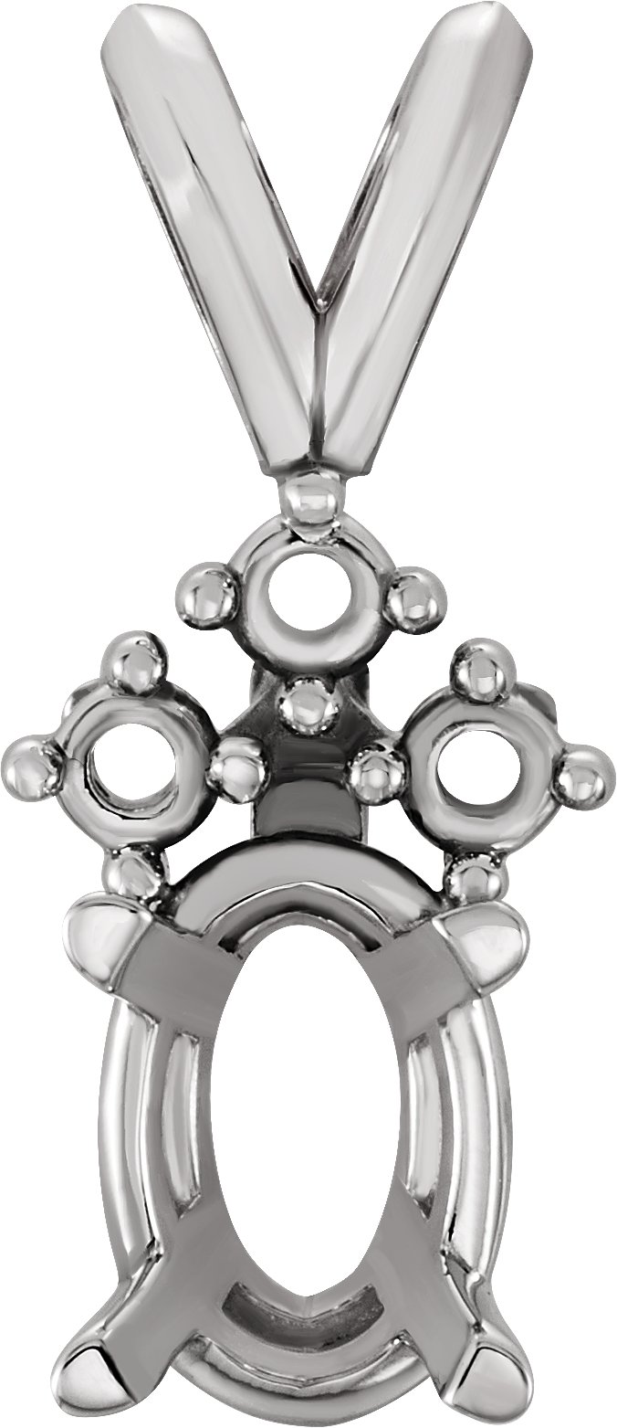 Oval 4-Prong Accented Pendant