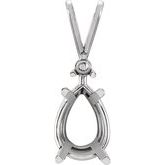 Pear 4-Prong Accented Pendant 