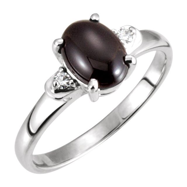 14K White 8x6 mm Oval Accented Cabochon or Faceted Ring 14K White 8x6 mm Oval Accented Cabochon or Faceted Ring