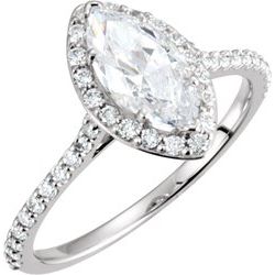 Halo-Styled Marquise Shape Engagement Ring Mounting